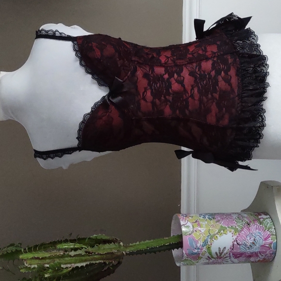 None Other - Black and red lace teddy size small